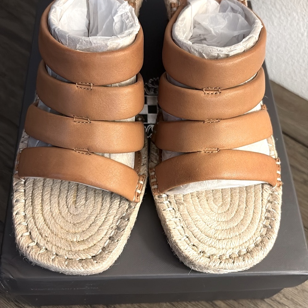 NIB [Vince Camuto] Molisana Cognac Slip-On Padded Espadrille Wedges Women’s 9.5 - Picture 6 of 14